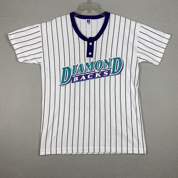Vintage 2000 Arizona Diamondbacks Russell T-Shirt Large Pinstripe MLB New - Picture 1 of 8